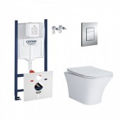 Набор инсталляция 4 в 1 Grohe Rapid SL 3884000G + унитаз с сиденьем Qtap Virgo QT1833051ERMB