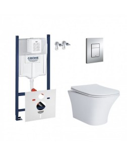 Набір інсталяція 4 в 1 Grohe Rapid SL 3884000G + унітаз з сидінням Qtap Virgo QT1833051ERMB