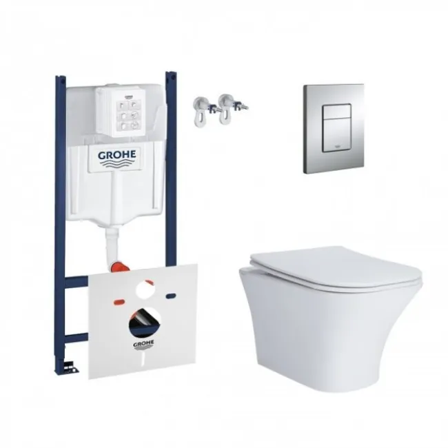 Набор инсталляция 4 в 1 Grohe Rapid SL 3884000G + унитаз с сиденьем Qtap Virgo QT1833051ERMB Набор инсталляция 4 в 1 Grohe Rapid SL 3884000G + унитаз с сиденьем Qtap Virgo QT1833051ERMB