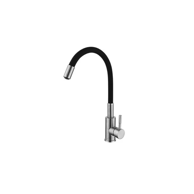 Lidz Aria Смеситель для кухни 04R-BFS, U-образный гибкий Black (k35)