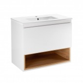 Комплект Qtap Robin 700х580х437 White/Whitish oak тумба підвісна + раковина урізна QT1372TPВ7001WWO