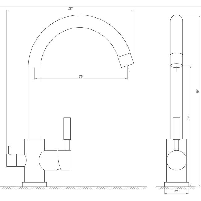Смеситель для кухни под осмос Globus Lux GLLR-0333-6-MARONE Смеситель для кухни под осмос Globus Lux GLLR-0333-6-MARONE