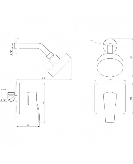 Смеситель для душа Globus Lux GLQU-0105S-KIT