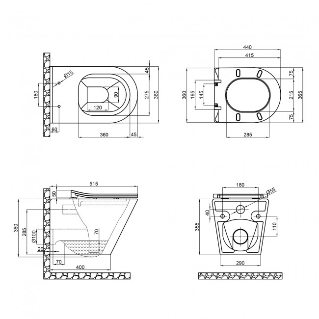 Унитаз подвесной Qtap Scorpio безободковый с сидением Soft-close QT1433053ERMB