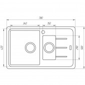 Гранитная мойка Globus Lux IZEO графит 780х500мм-А0001