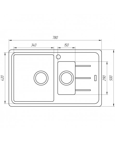 Гранитная мойка Globus Lux IZEO графит 780х500мм-А0001