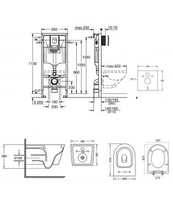 Набір інсталяція 5 в 1 Grohe Rapid SL 38827000 + унітаз з сидінням Qtap Swan QT16335178W