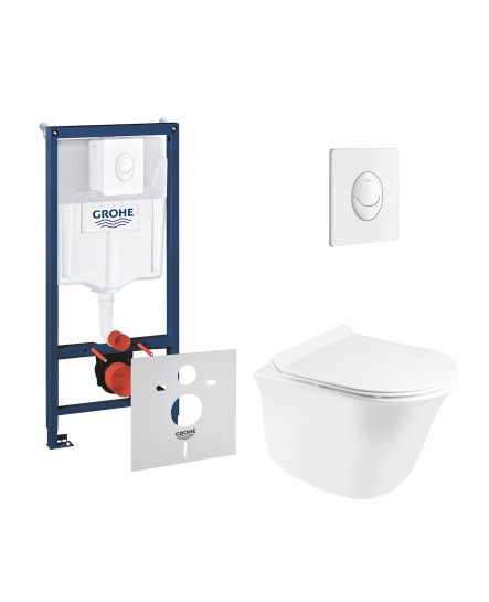 Набор инсталляция 4 в 1 Grohe Rapid SL 38722001 + унитаз с сиденьем Qtap QtapVirgo QT1833051ERW