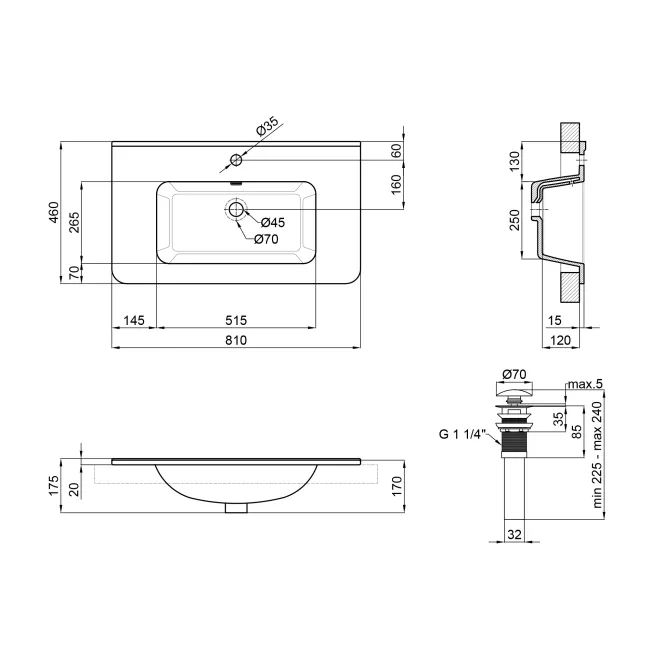 Раковина Qtap Albatross 9H 800х460х180 White с донным клапаном QT01119080HW 2 Раковина Qtap Albatross 9H 800х460х180 White с донным клапаном QT01119080HW 2