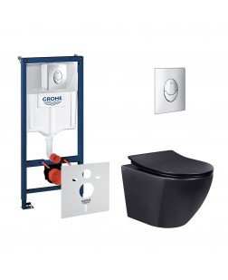 Набор инсталляция 4 в 1 Grohe Rapid SL 38721001 + унитаз с сиденьем Qtap Robin QT1333046ERMB