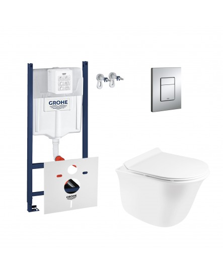 Набор инсталляция 4 в 1 Grohe Rapid SL 3884000G + унитаз с сиденьем Qtap Virgo QT1833051ERW