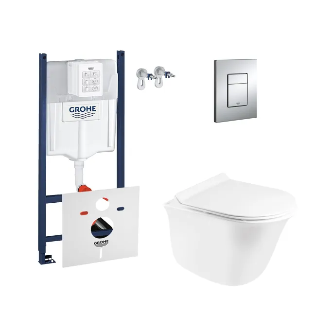 Набор инсталляция 4 в 1 Grohe Rapid SL 3884000G + унитаз с сиденьем Qtap Virgo QT1833051ERW Набор инсталляция 4 в 1 Grohe Rapid SL 3884000G + унитаз с сиденьем Qtap Virgo QT1833051ERW