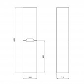 Пенал подвесной Qtap Virgo 350х1600х316 Black/White QT1876PP1652RBW