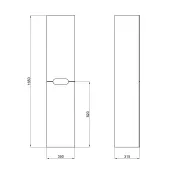 Пенал підвісний Qtap Virgo 350х1600х316 Black/White QT1876PP1652RBW