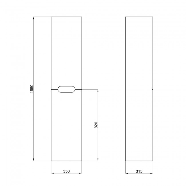 Пенал подвесной Qtap Virgo 350х1600х316 Black/White QT1876PP1652RBW