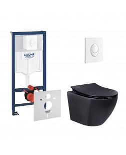 Набор инсталляция 4 в 1 Grohe Rapid SL 38722001 + унитаз с сиденьем Qtap Robin QT1333046ERMB