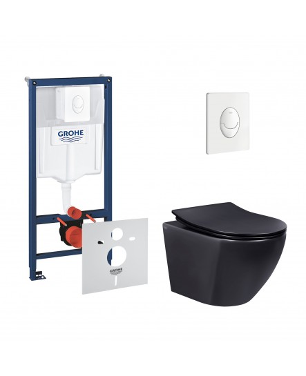 Набор инсталляция 4 в 1 Grohe Rapid SL 38722001 + унитаз с сиденьем Qtap Robin QT1333046ERMB