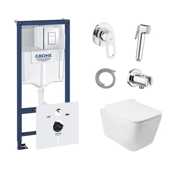 Комплект инсталляция Grohe Rapid SL 38827000 + унитаз с сиденьем Qtap Crow QT05335170W + набор для гигиенического душа со смесителем Grohe BauLoop 111042 Комплект инсталляция Grohe Rapid SL 38827000 + унитаз с сиденьем Qtap Crow QT05335170W + набор для гигиенического душа со смесителем Grohe BauLoop 111042