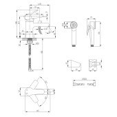 Смеситель для раковины Lidz (CRM) 14 34 001FB с лейкой для гигиенического душа