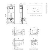 Набор Qtap инсталляция 4 в 1 с панелью смыва Nest (QT0133M425 + QT0111V1164GW) + унитаз с сиденьем Gemini QT25332614EW