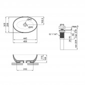 Раковина-чаша Qtap Leo 450х305х160 Matt black з донним клапаном QT1111A052MB