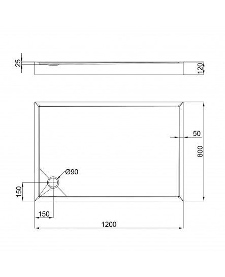 Душовий піддон Qtap Tern 3012812 120x80x12 см + сифон