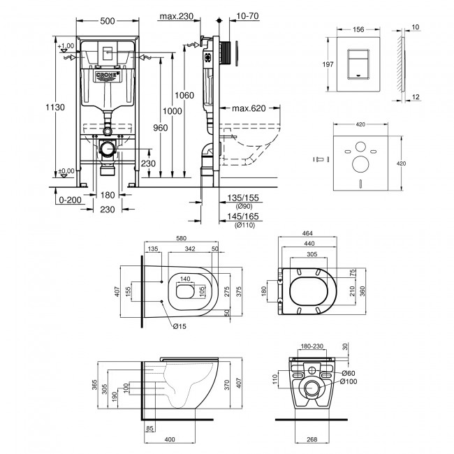 Набір інсталяція 4 в 1 Grohe Rapid SL 38772001 + унітаз з сидінням Qtap Tern QT13332141ERMB