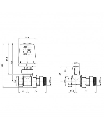 Термокомплект Icma 3/4" з антипротіканням прямий №KIT_1100+775-940+815-940