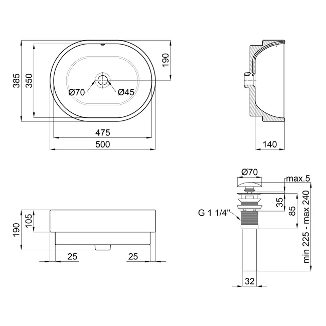 Раковина-чаша Qtap Robin 505х385х190 White с донным клапаном QT1311A025W 2 Раковина-чаша Qtap Robin 505х385х190 White с донным клапаном QT1311A025W 2