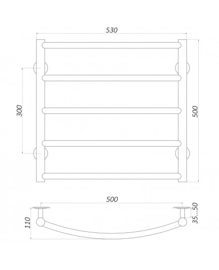 Рушникосушарка UNIO LD W 500-500-5 Драбинка Дуга вода