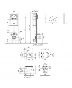 Набор Qtap инсталляция 4 в 1 с панелью смыва Nest (QT0233M370 + QT0211P01V1176W) + унитаз с сиденьем Virgo QT1833051ERW