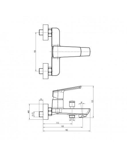 Змішувач для ванни TOPAZ LEXI TL 21101-H57-W