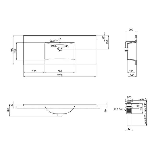 Раковина Qtap Albatross E49 1200х490х200 White с донным клапаном QT01119120E49W 2 Раковина Qtap Albatross E49 1200х490х200 White с донным клапаном QT01119120E49W 2