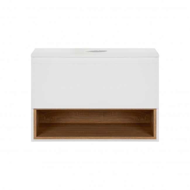 Тумба підвісна Qtap Robin 700х476х437 White/Whitish oak зі стільницею QT1379TPН7001WWO