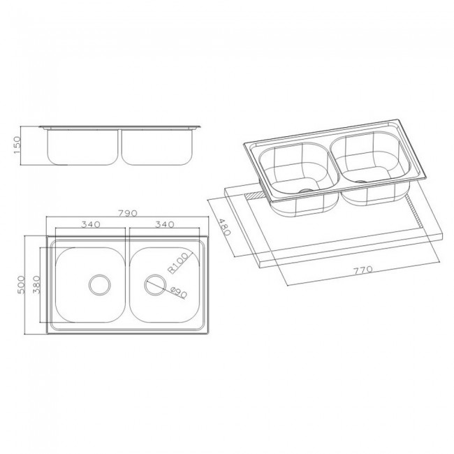 Кухонная мойка Apell Oceano OH792IPC Satin