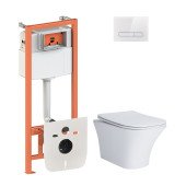 Набор Qtap инсталляция 4 в 1 с панелью смыва Nest (QT0133M425 + QT0111V1105GW) + унитаз с сиденьем Presto QT24332615EW