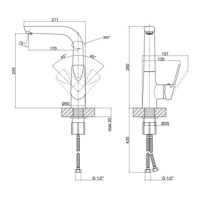 Смеситель для кухни Qtap Jody СRM 007F 2