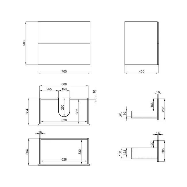 Тумба підвісна Qtap Tern 700х580х437 Matt black QT1774TPL702MB 2 Тумба підвісна Qtap Tern 700х580х437 Matt black QT1774TPL702MB 2