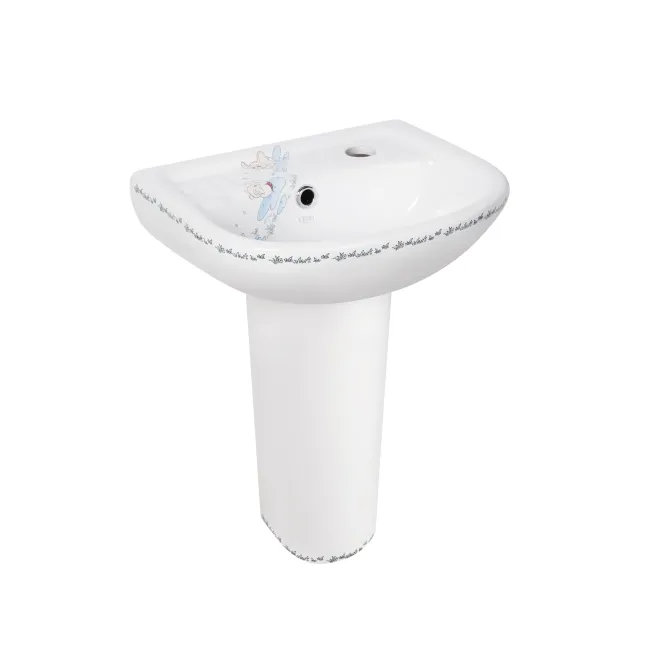 Раковина напольная с пьедесталом детская Qtap Baby 375x305x520 White с рисунком, с донным клапаном QT2311LP304BW Раковина напольная с пьедесталом детская Qtap Baby 375x305x520 White с рисунком, с донным клапаном QT2311LP304BW