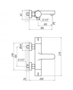 Змішувач термостатичний для ванни Qtap Votice 30T105-1GC