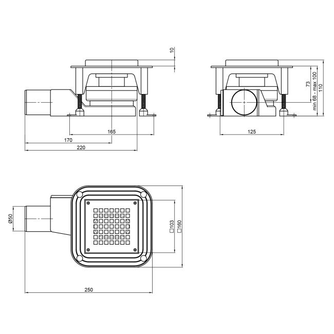 Трап Qtap Aquarius BLA6011304 точечный с комбинированным затвором и нержавеющей решеткой 2