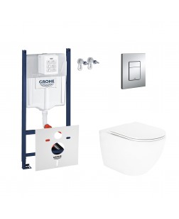 Набор инсталляция 4 в 1 Grohe Rapid SL 3884000G + унитаз с сиденьем Qtap Robin QT13332141ERW