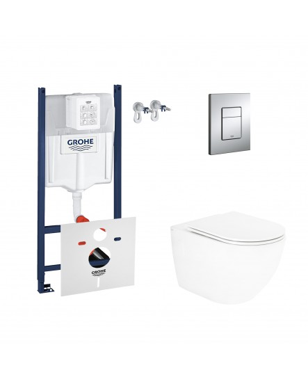 Набір інсталяція 4 в 1 Grohe Rapid SL 3884000G + унітаз з сидінням Qtap Robin QT13332141ERW