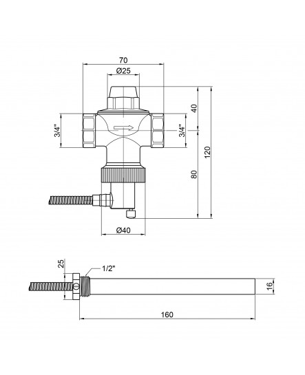 Клапан теплового сброса Icma 3/4" №605