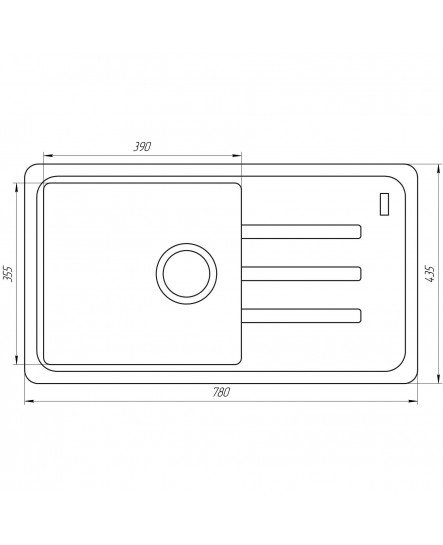 Гранитная мойка Globus Lux LUGANO графит 780x435мм-А0001