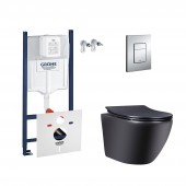 Набор инсталляция 4 в 1 Grohe Rapid SL 3884000G + унитаз с сиденьем Qtap Robin QT1333046ENRMB