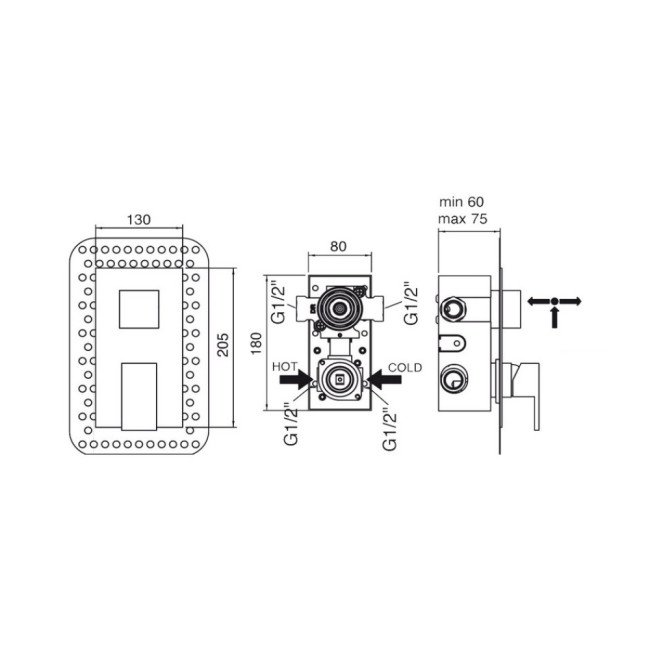 Змішувач прихованого монтажу для душу Bianchi Jump INDJUM2303065CRM для двох споживачів 2