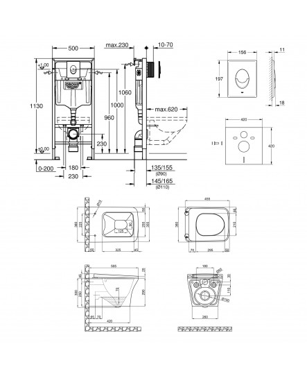 Набор инсталляция 4 в 1 Grohe Rapid SL 38722001 + унитаз с сиденьем Qtap Gemini QT25332614EW