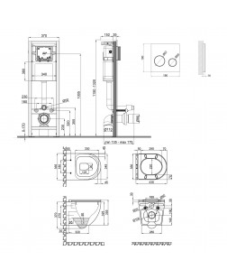 Набор Qtap инсталляция 4 в 1 с панелью смыва Nest (QT0233M370 + QT0211P01V1176W) + унитаз с сиденьем Robin QT13332141ERW