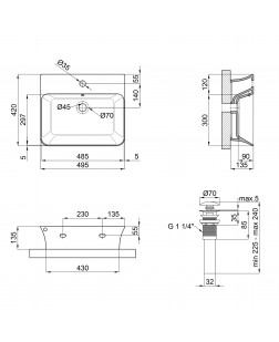 Раковина Qtap Virgo 485x410x125 White з донним клапаном QT18112258W